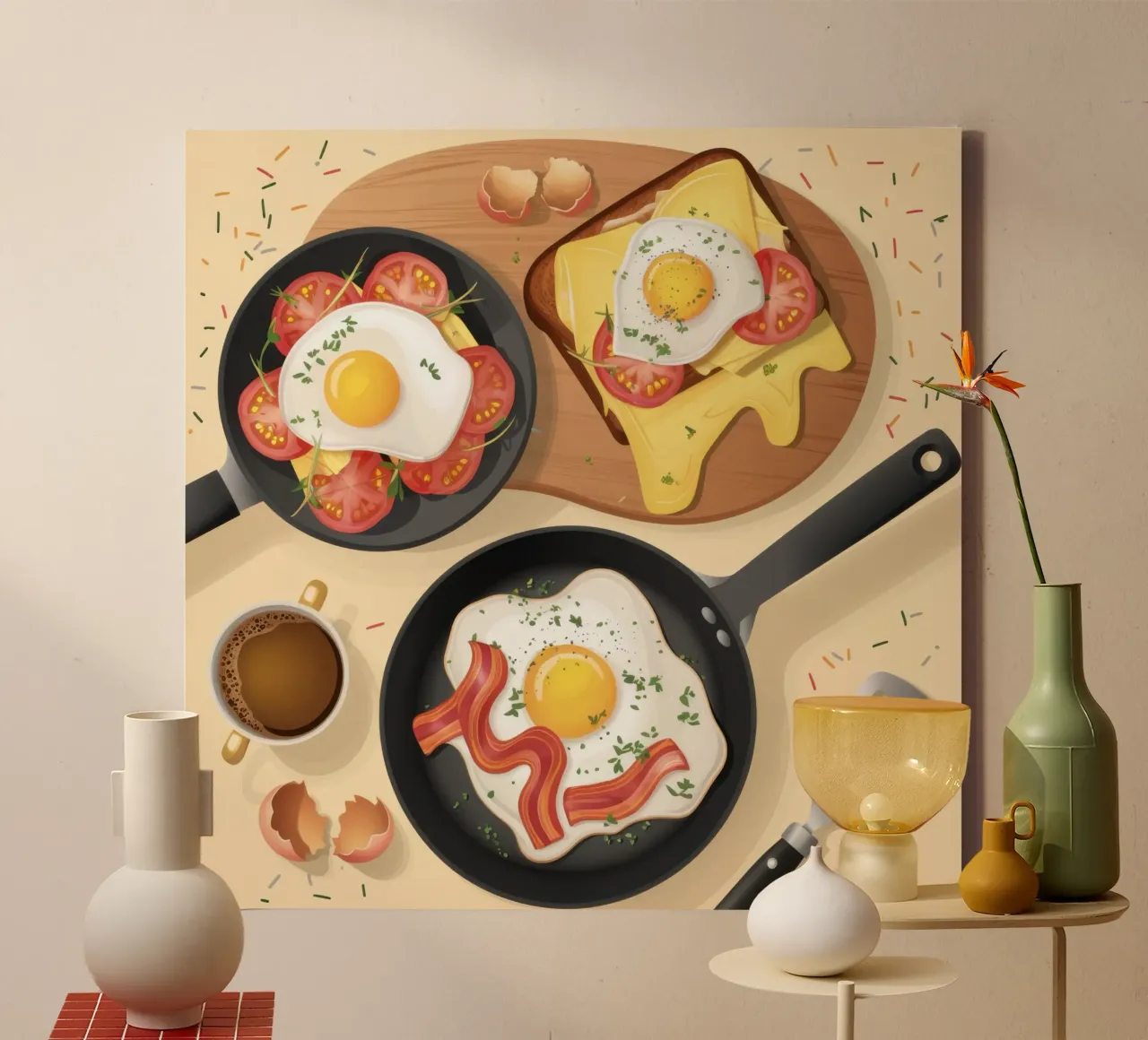 Zinderende Zonsopgang Skillet canvas met Baklijst van Selene Shade