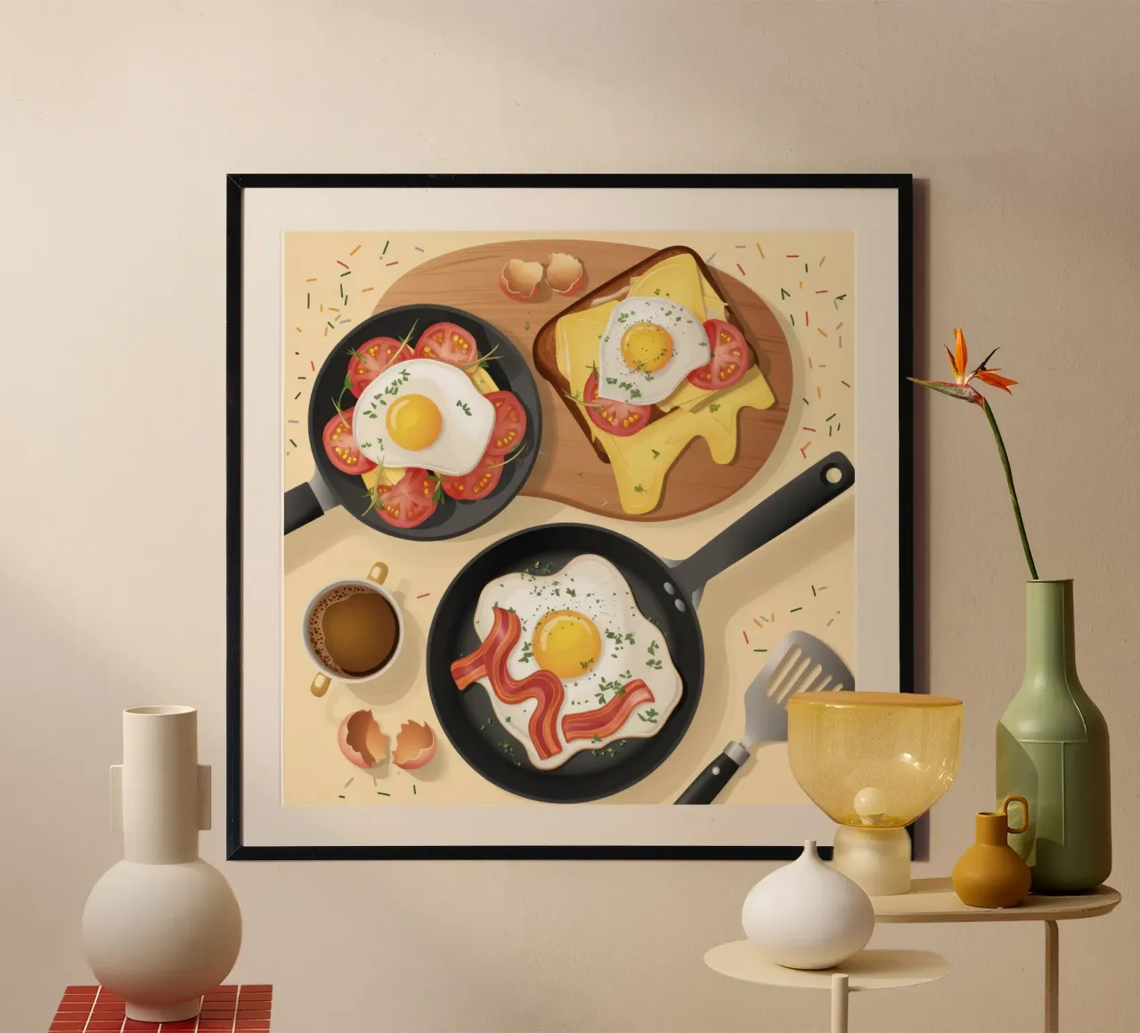 Skillet all'alba sfrigolante poster con telaio in legno da Selene Shade