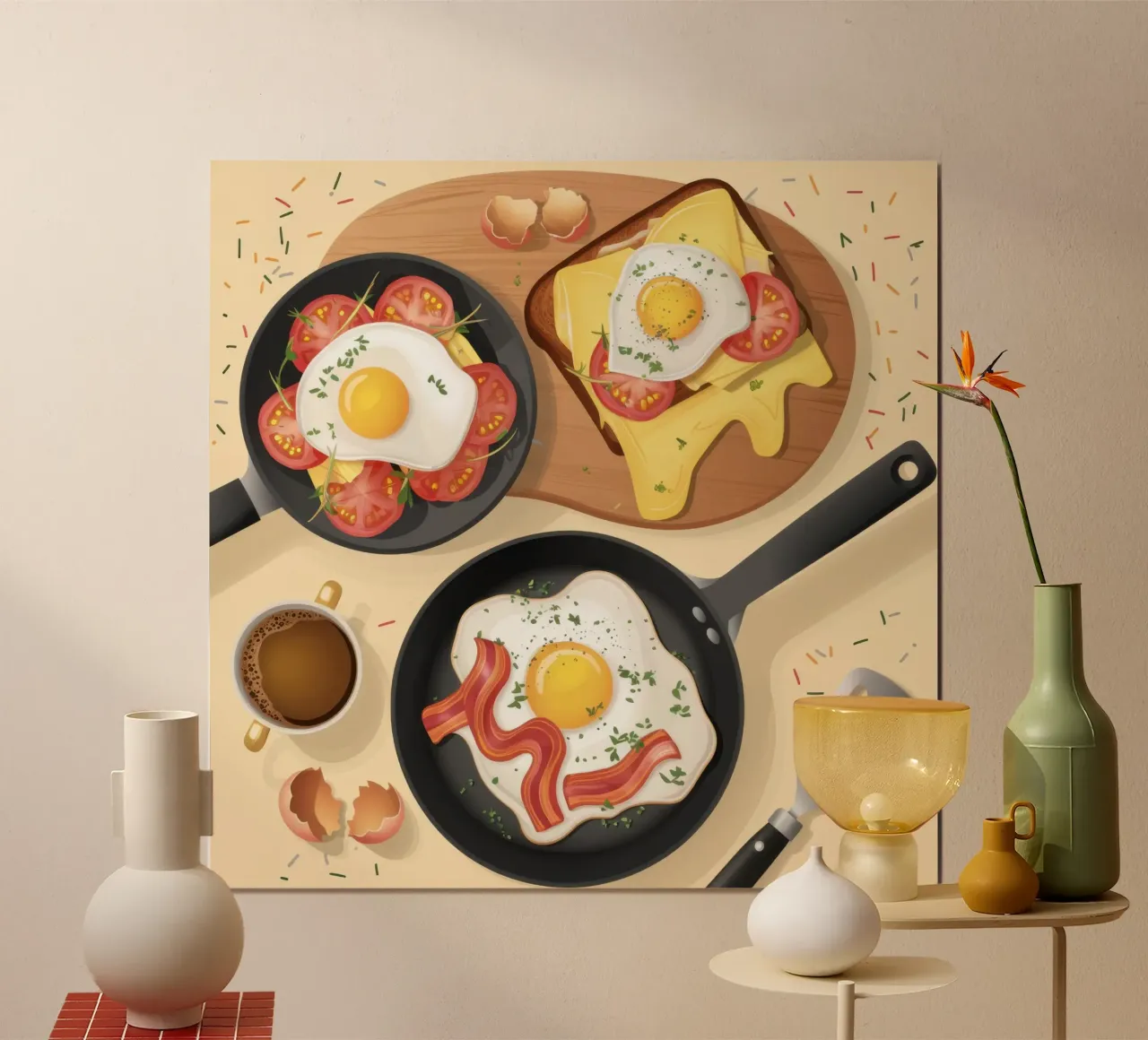 Skillet all'alba sfrigolante poster con telaio in legno da Selene Shade