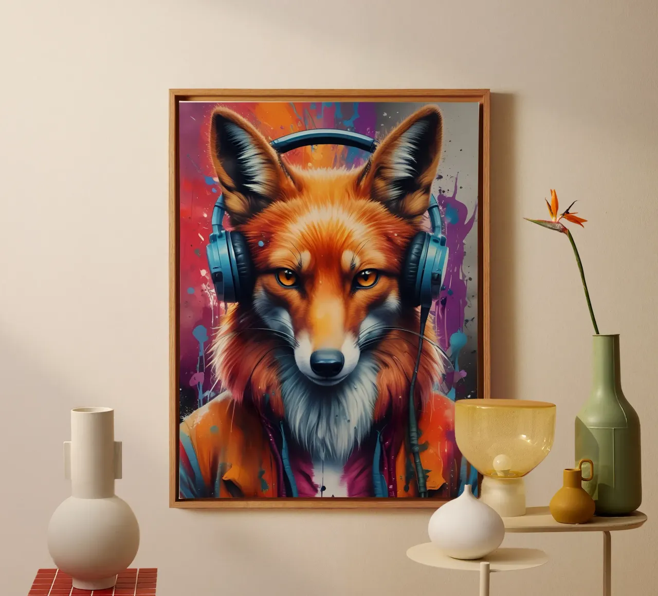 Foxy dj kunst canvas met Baklijst van MakArena