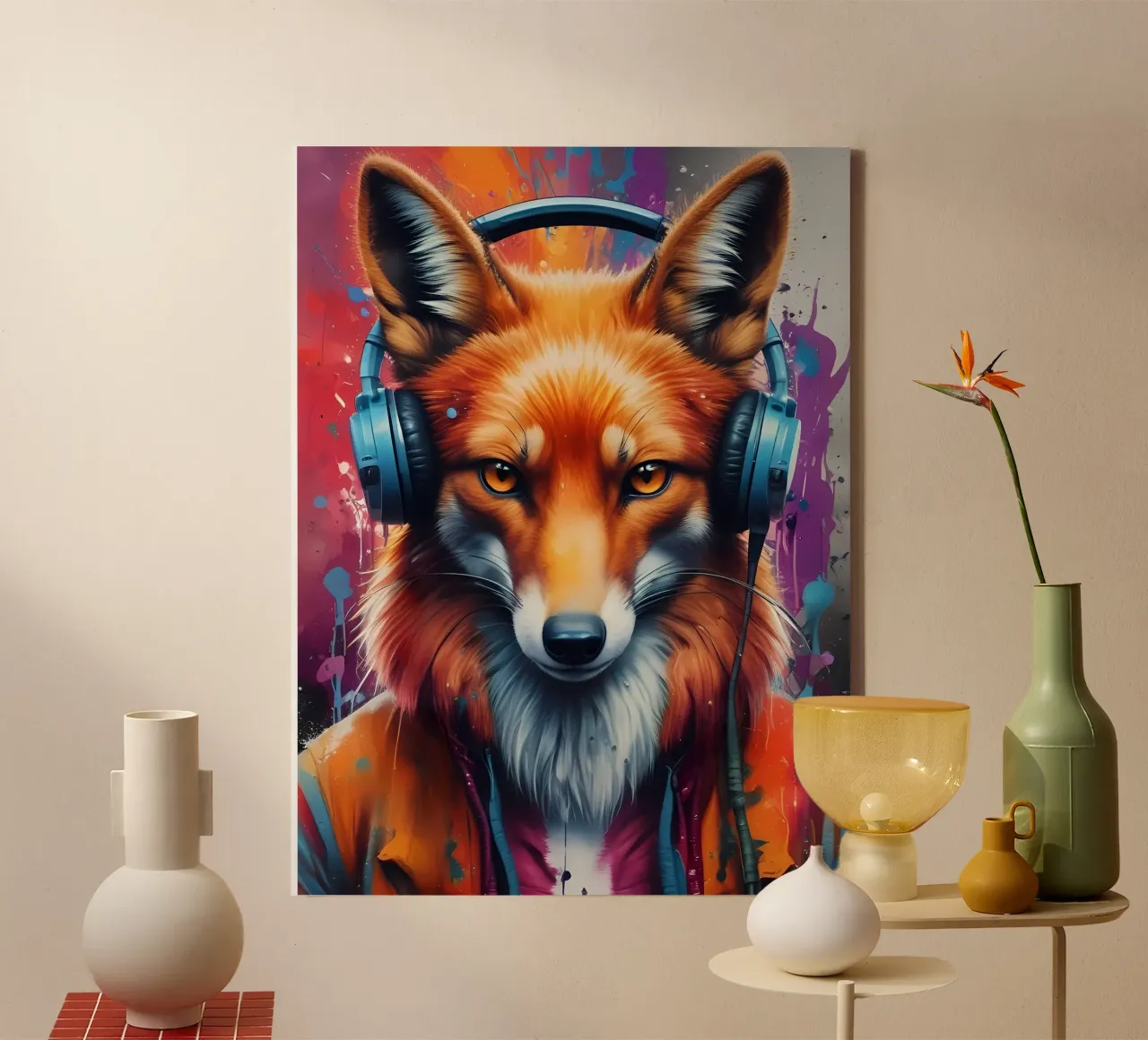 Foxy dj kunst canvas met Baklijst van MakArena