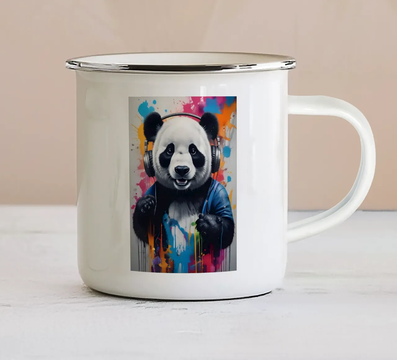 Panda che balla con le cuffie tazza in smalto da MakArena