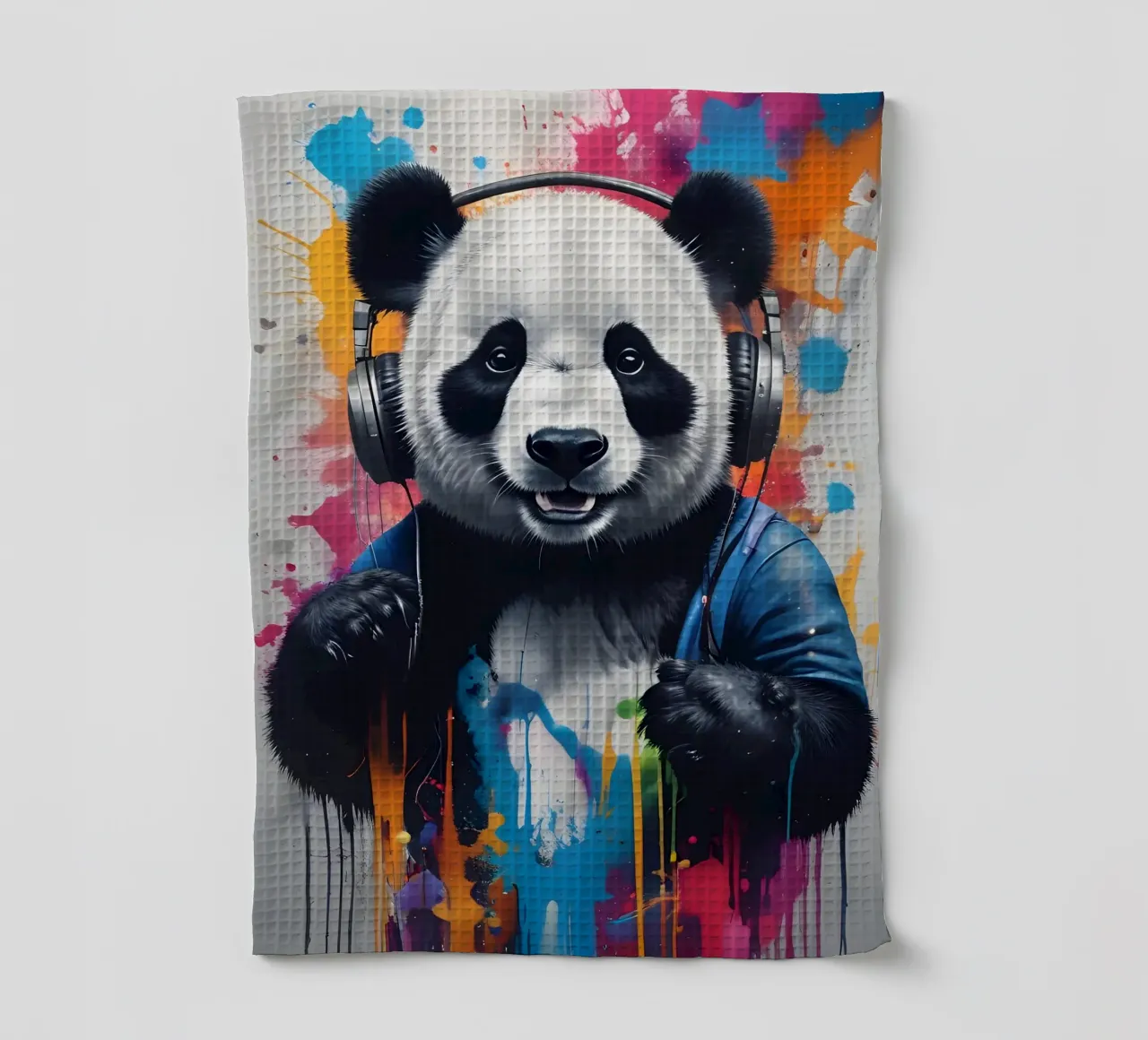 Panda dansant avec des écouteurs torchon de MakArena