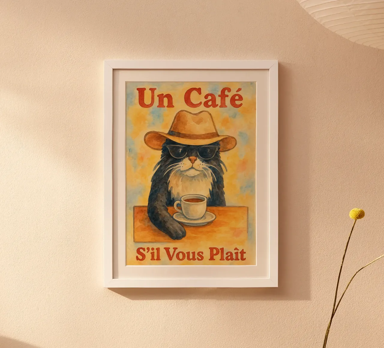 un cafe sil vous plait katze zeichnung illustration Poster von citralake