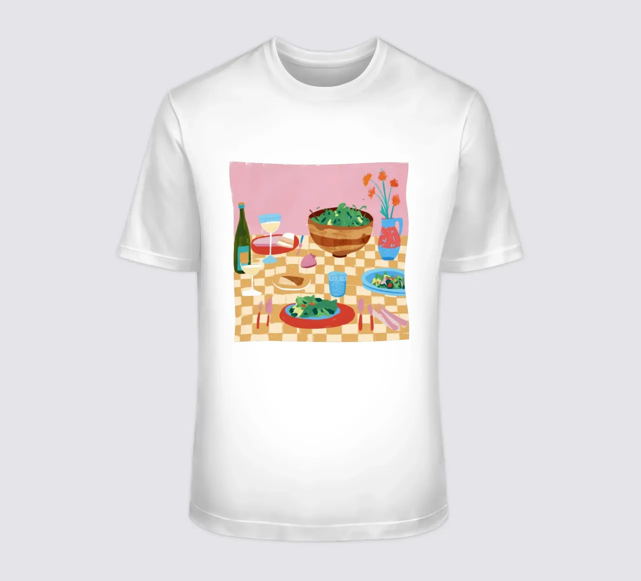 Pranzo in tessuto a scacchi t-shirt da Luna Aura
