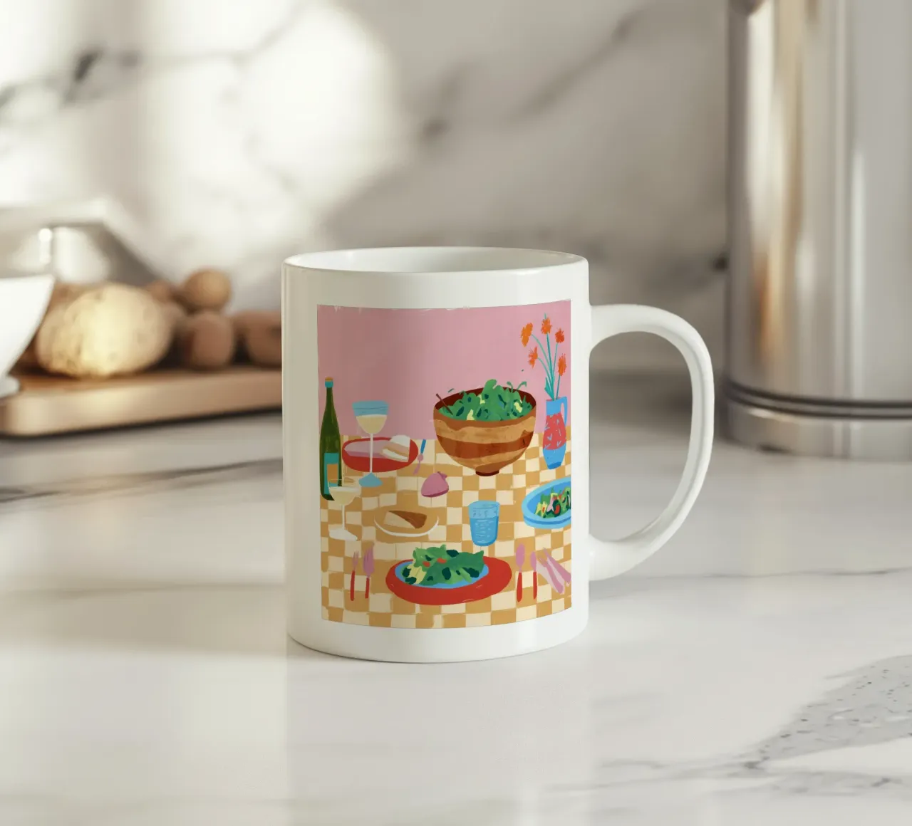Pranzo in tessuto a scacchi tazza in ceramica da Luna Aura