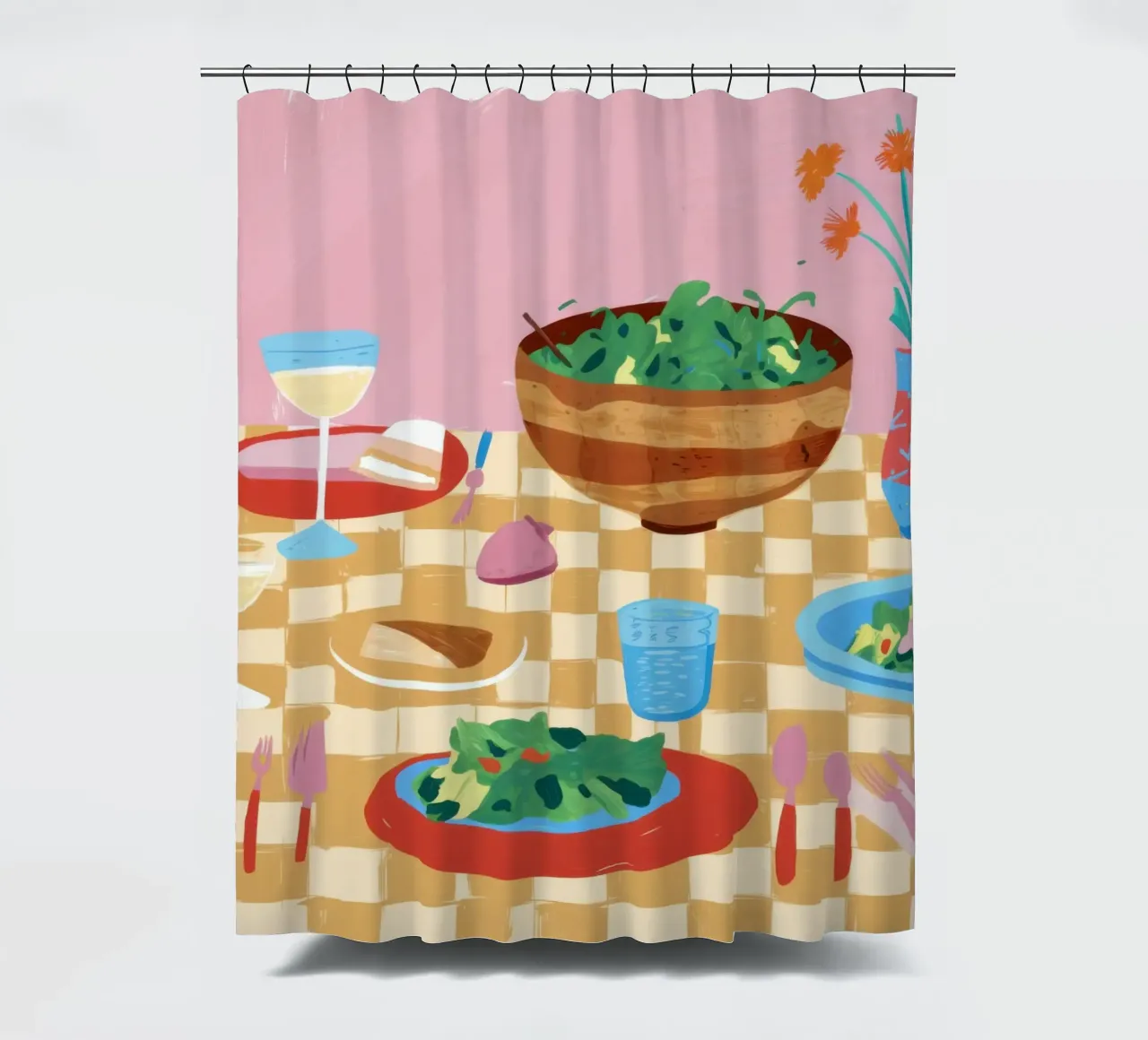 Pranzo in tessuto a scacchi tenda da doccia da Luna Aura