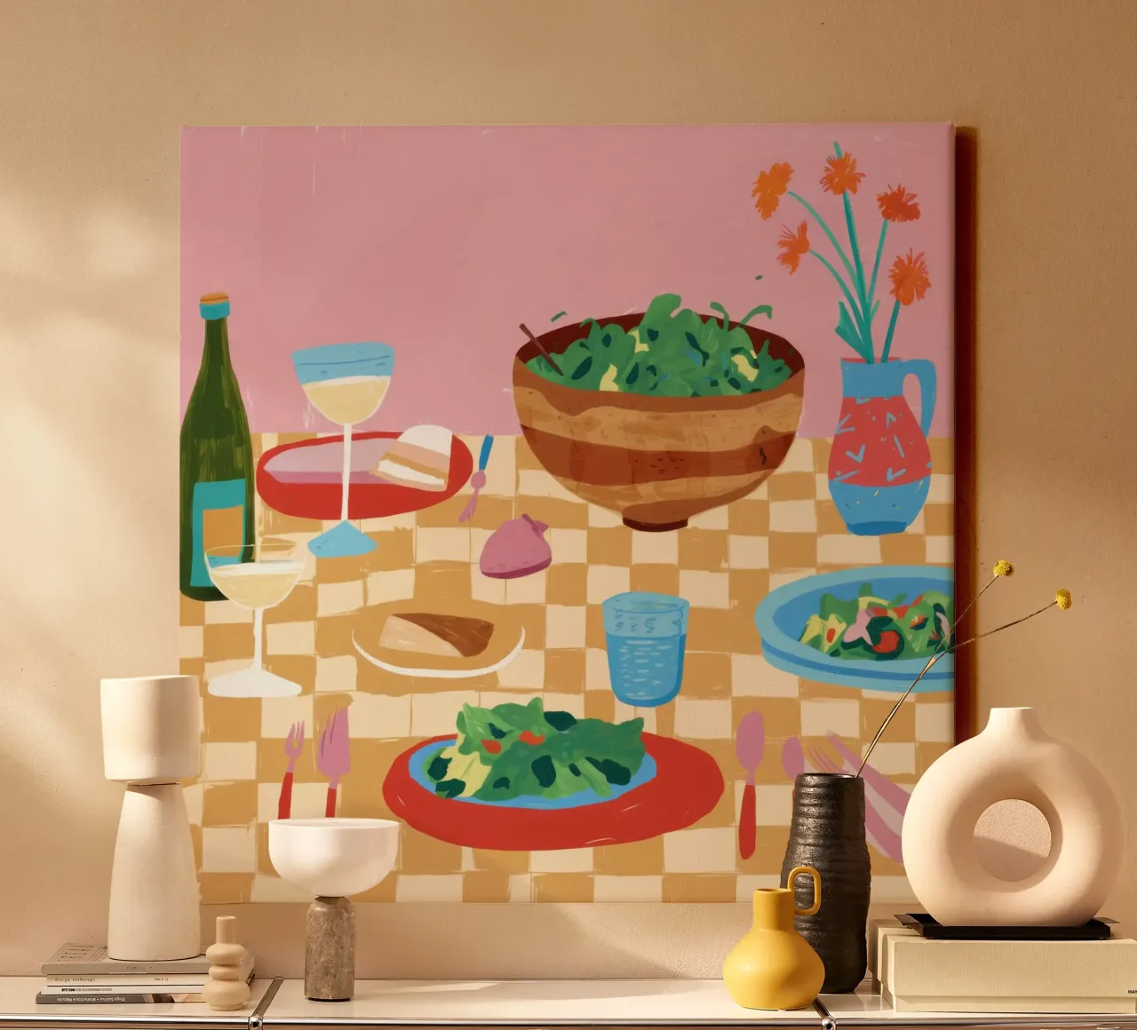 Pranzo in tessuto a scacchi tela da Luna Aura