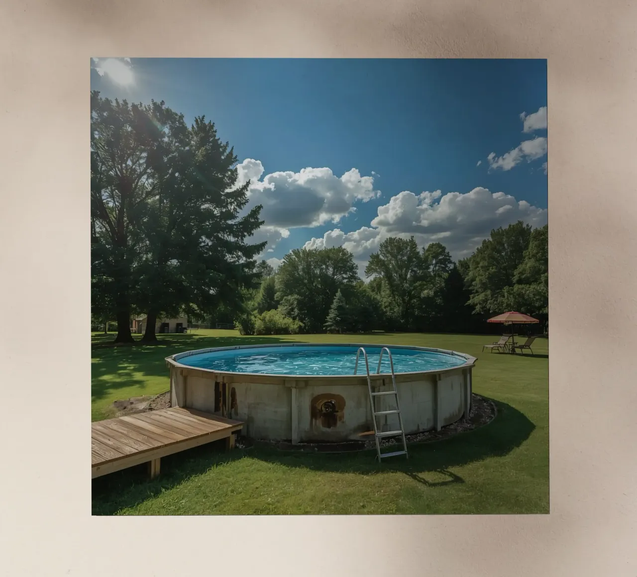 Piscina fuori terra con scala e terrazza in cortile pellicola backlit da DesignDoodle
