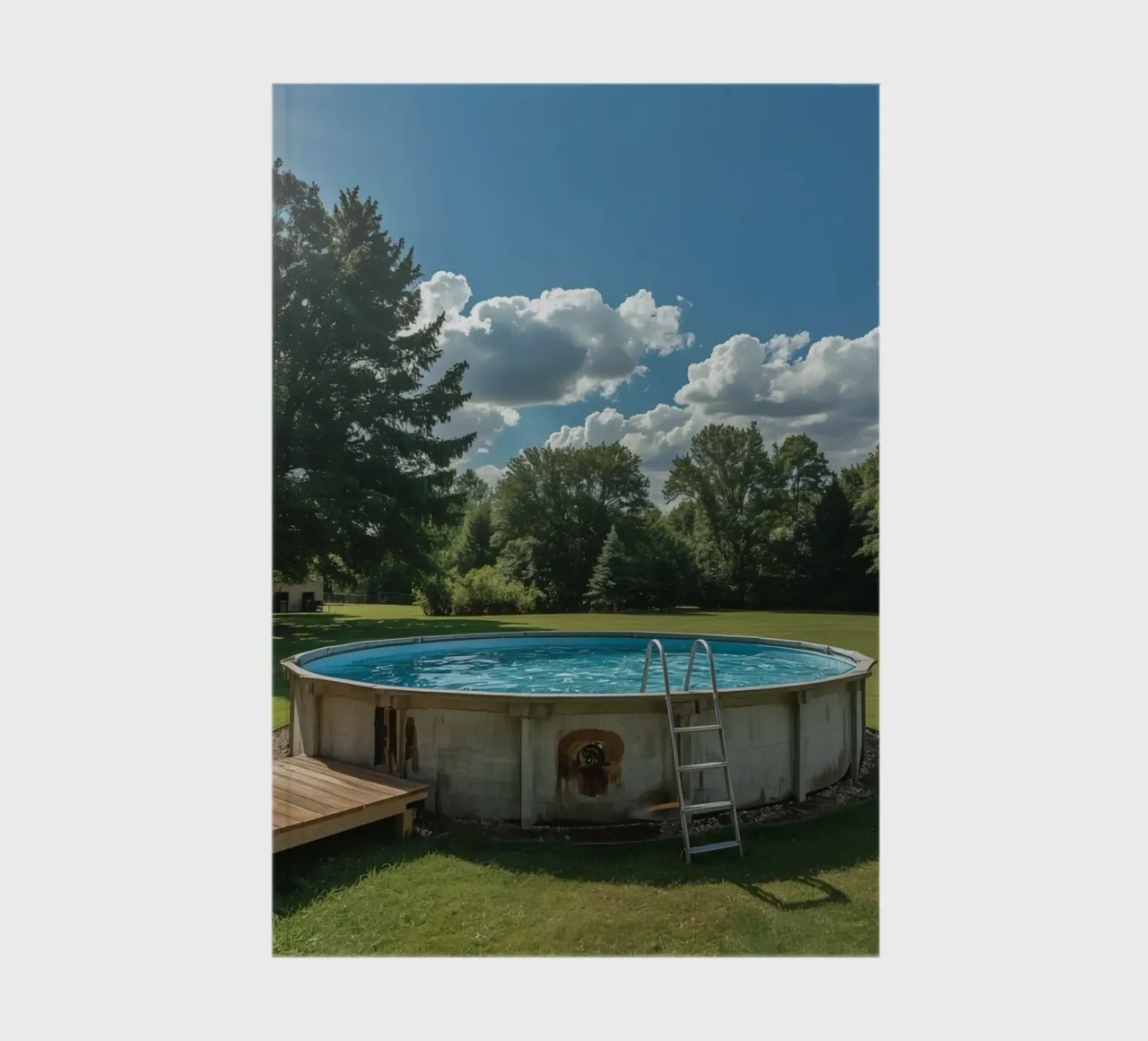 Piscina fuori terra con scala e terrazza in cortile diario da DesignDoodle