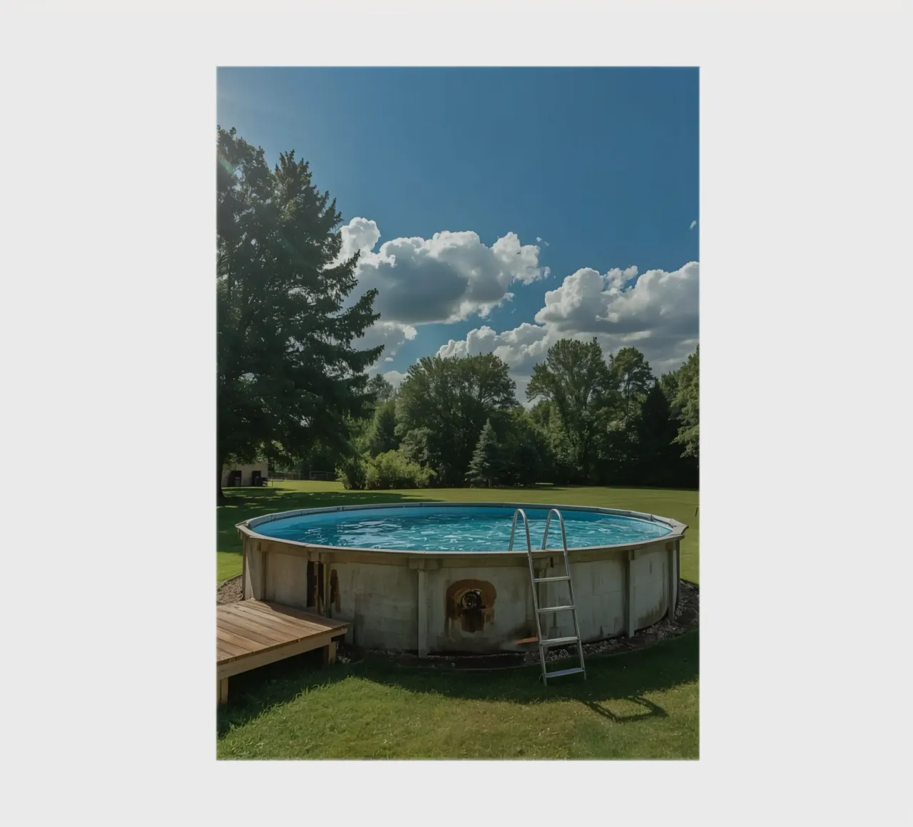 Piscina fuori terra con scala e terrazza in cortile diario da DesignDoodle