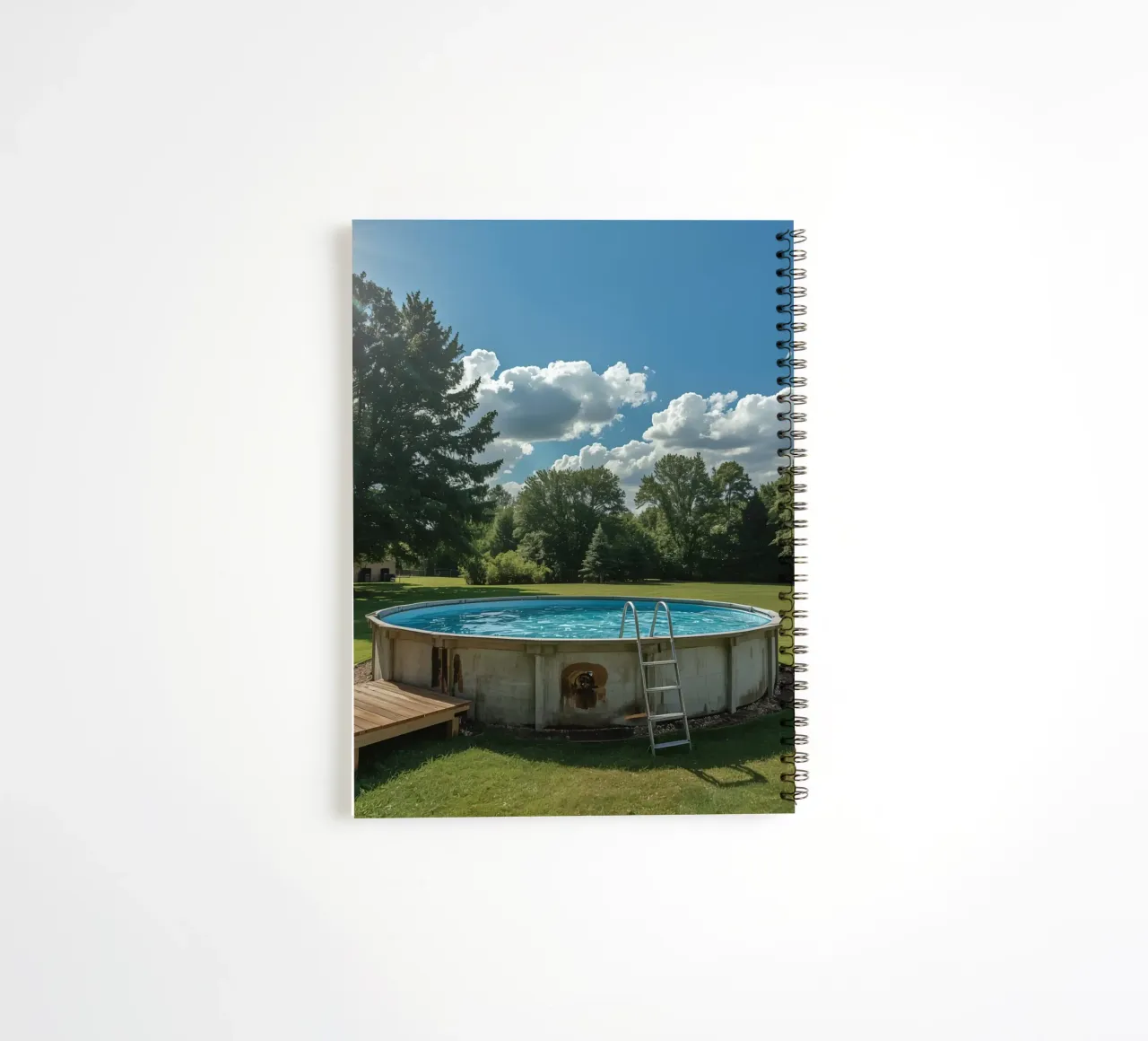 Piscina fuori terra con scala e terrazza in cortile diario ad anelli da DesignDoodle