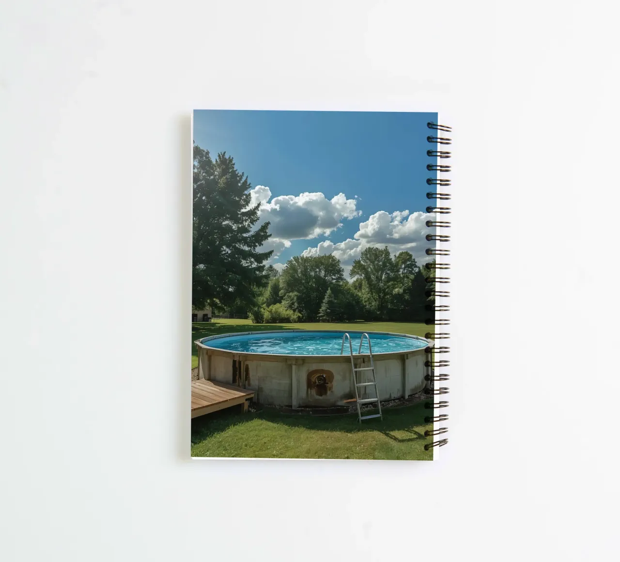 Piscina fuori terra con scala e terrazza in cortile diario ad anelli da DesignDoodle
