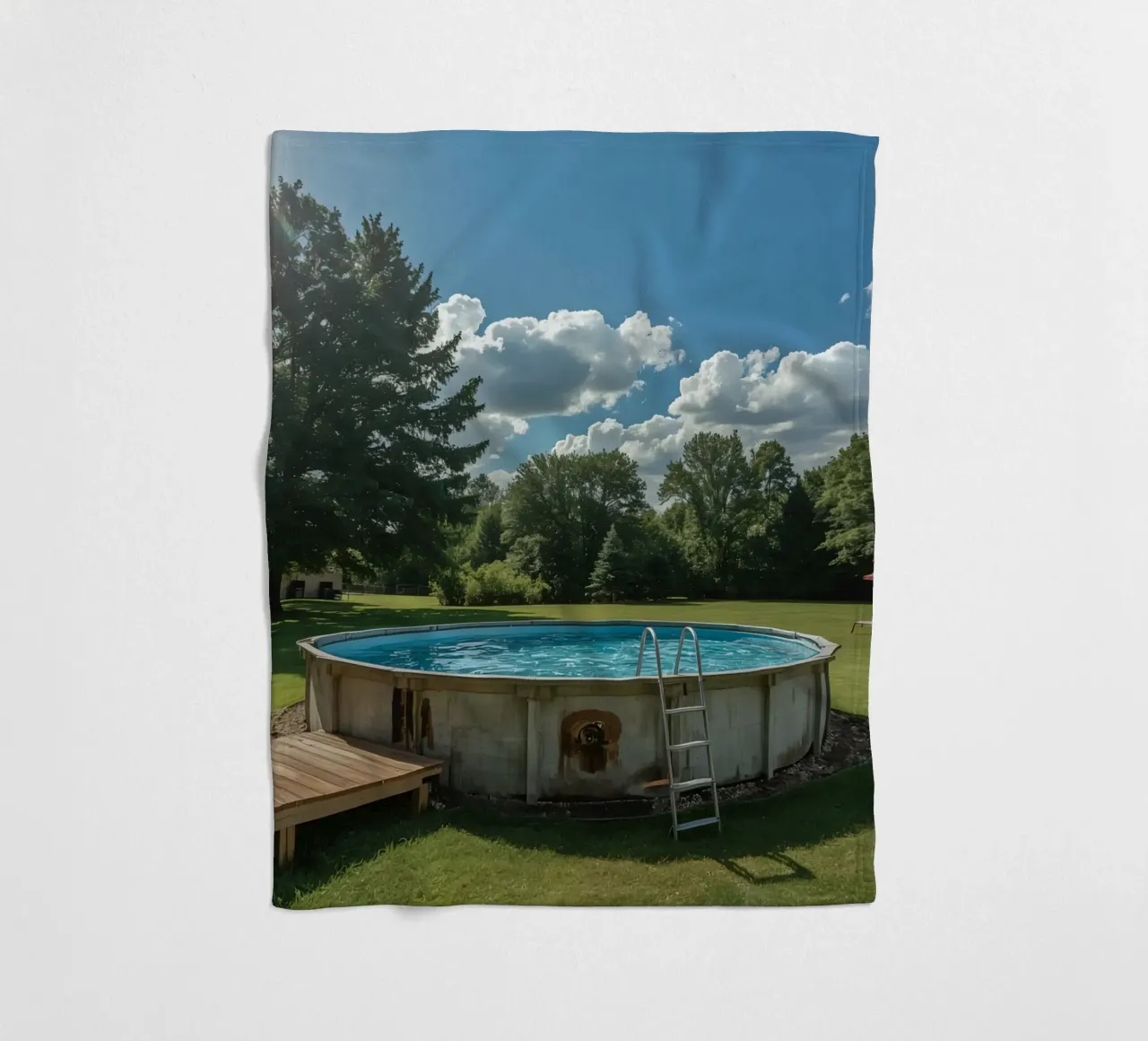 Piscina fuori terra con scala e terrazza in cortile coperta in pile da DesignDoodle