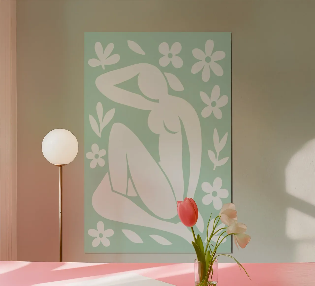 Fleur et forme (mint) poster con telaio in legno da treechild