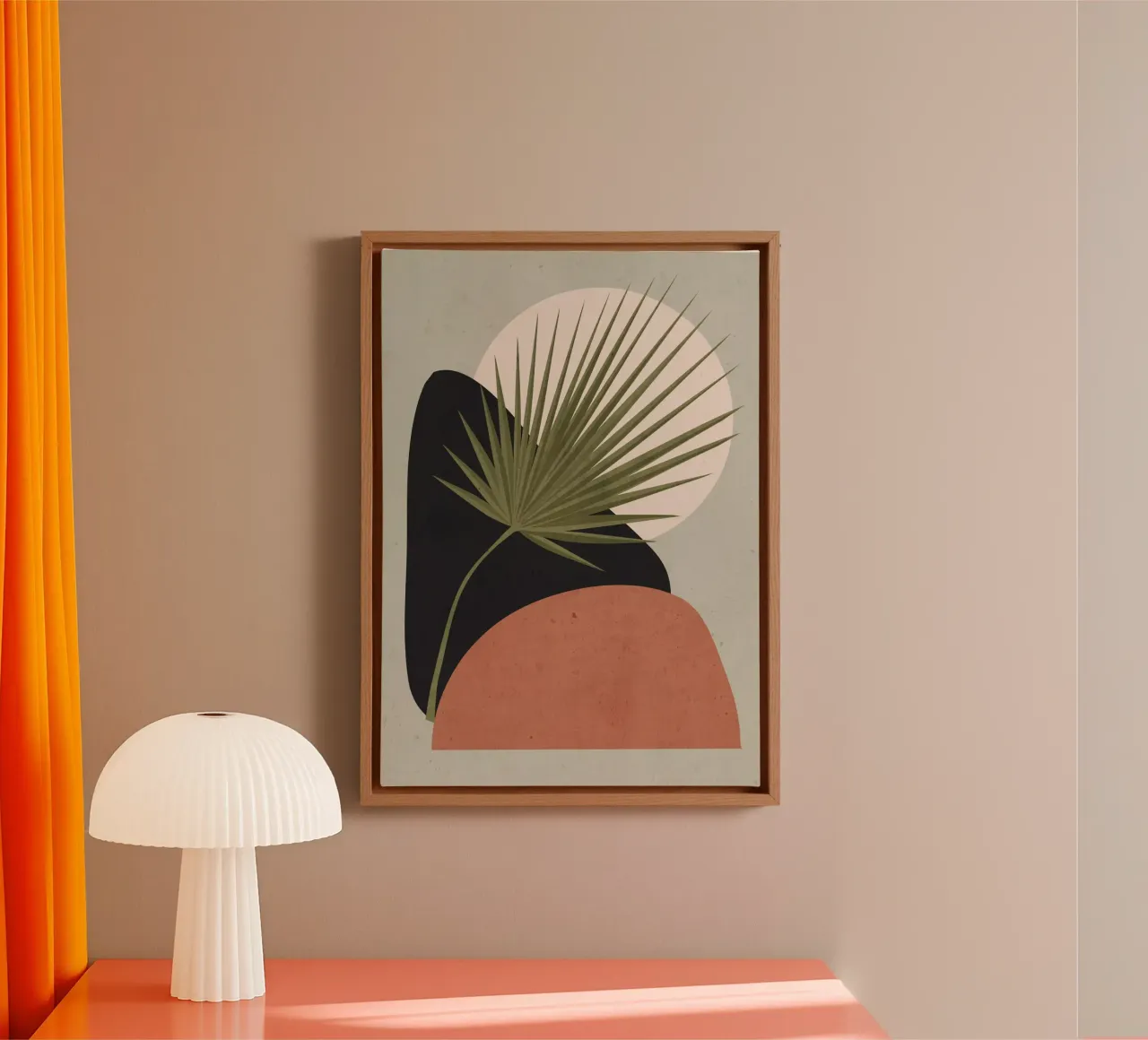 Tropisch blad abstracte kunst 5 canvas met Baklijst van ThingDesign