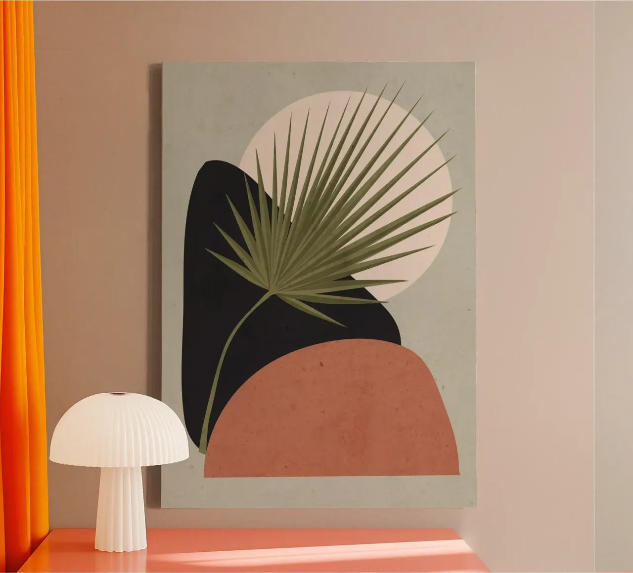 Tropisch blad abstracte kunst 5 canvas met Baklijst van ThingDesign