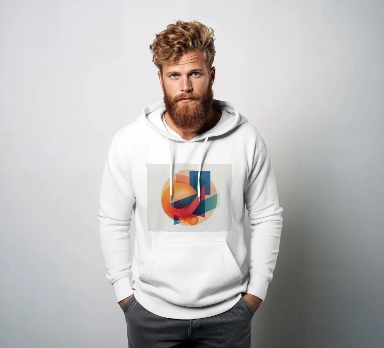 Composición geométrica abstracta con círculos, cuadrados y triángulos sudadera con capucha de DesignDoodle