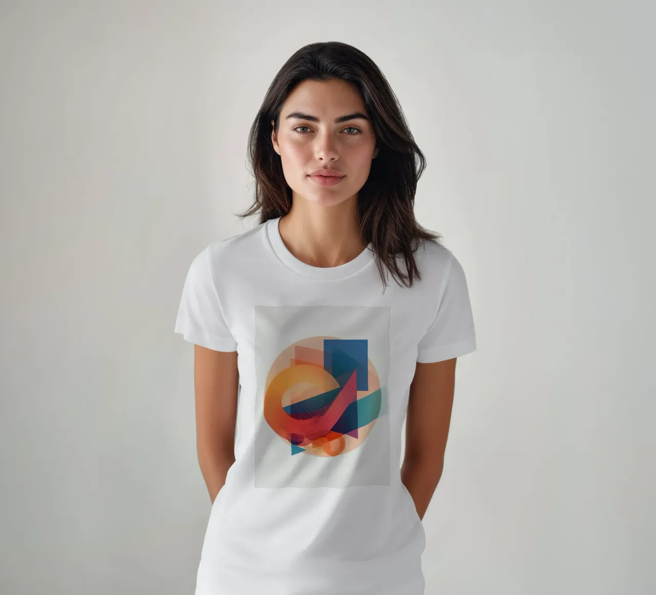 Abstract Geometric Composition with Circles Squares & Triang t-shirt by DesignDoodle