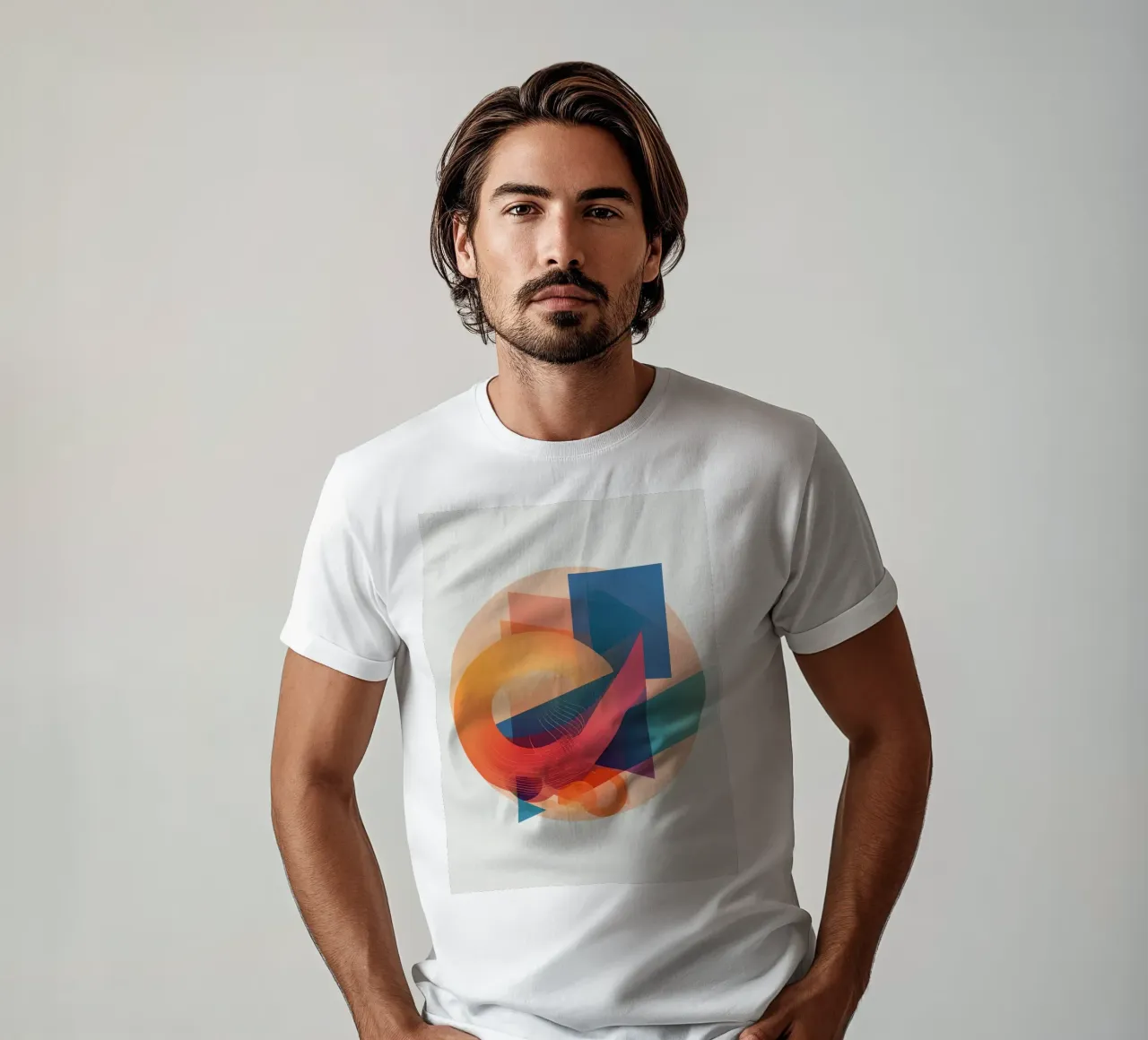 Abstract Geometric Composition with Circles Squares & Triang t-shirt by DesignDoodle