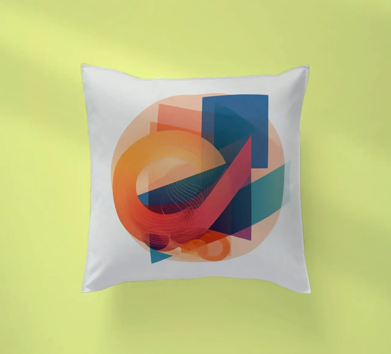 Abstract Geometric Composition with Circles Squares & Triang decorative cushion by DesignDoodle