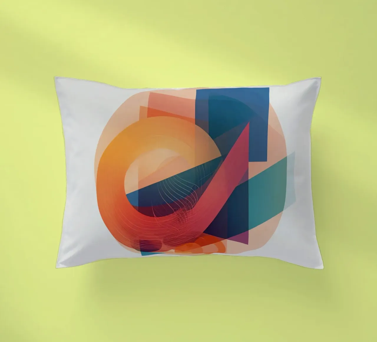 Abstract Geometric Composition with Circles Squares & Triang decorative cushion by DesignDoodle