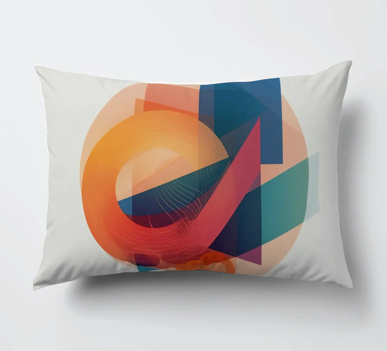 Abstract Geometric Composition with Circles Squares & Triang decorative cushion by DesignDoodle