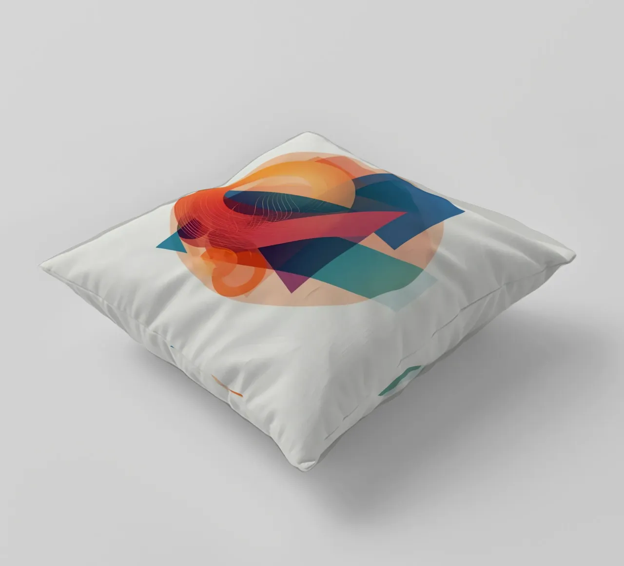 Abstract Geometric Composition with Circles Squares & Triang decorative cushion by DesignDoodle