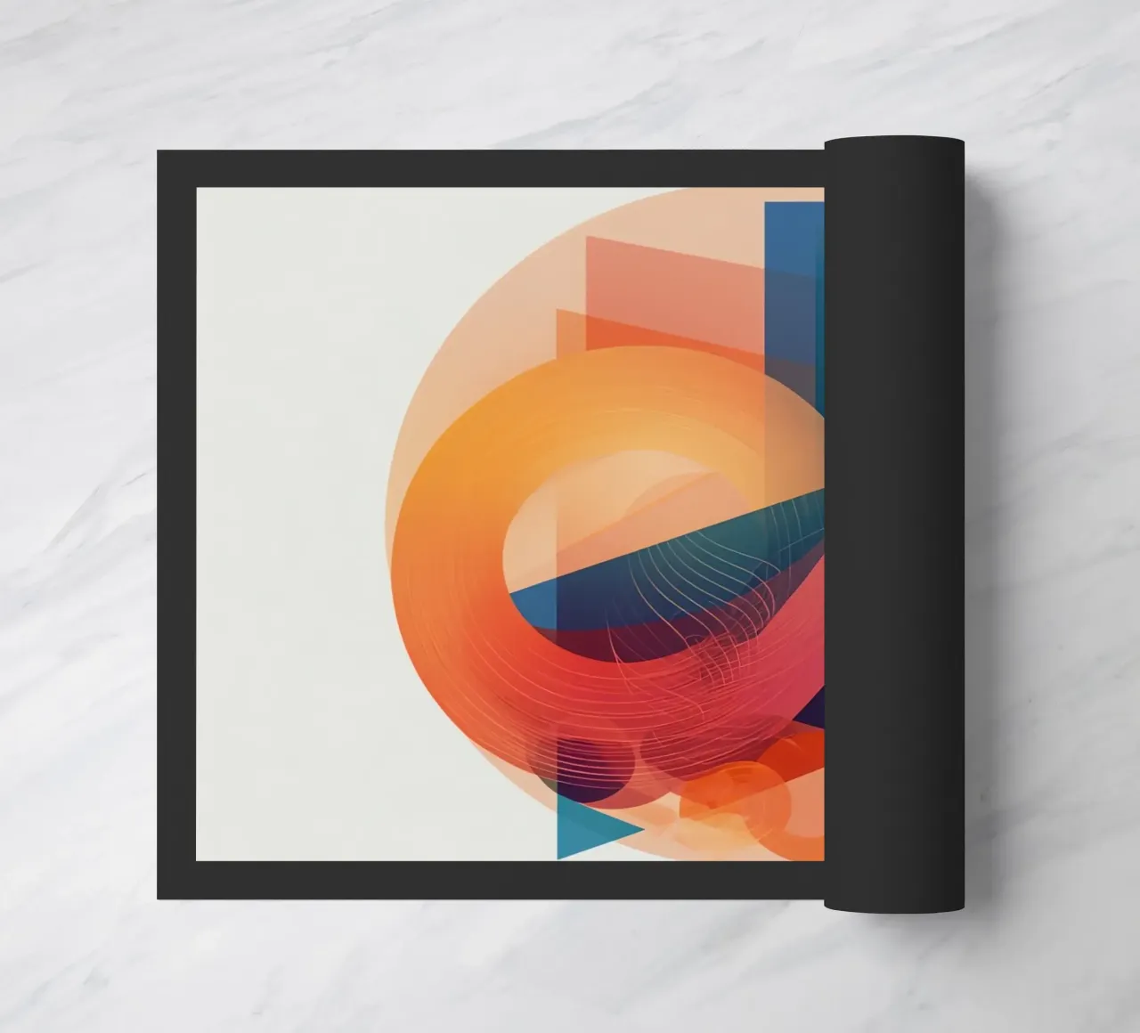 Abstract Geometric Composition with Circles Squares & Triang doormat by DesignDoodle