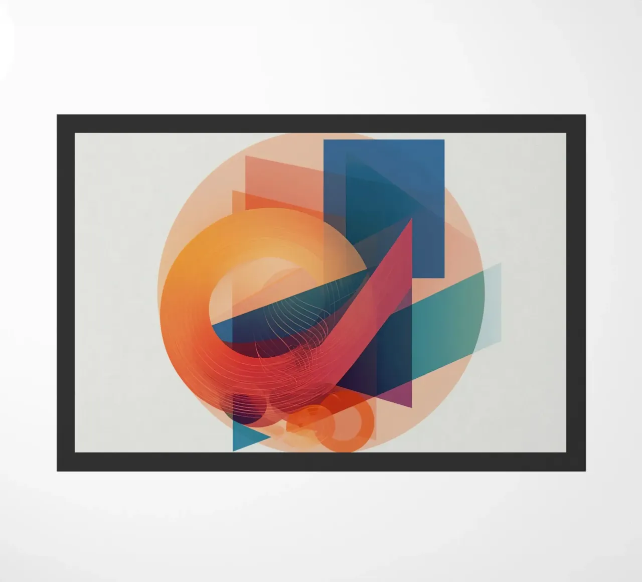 Abstract Geometric Composition with Circles Squares & Triang doormat by DesignDoodle