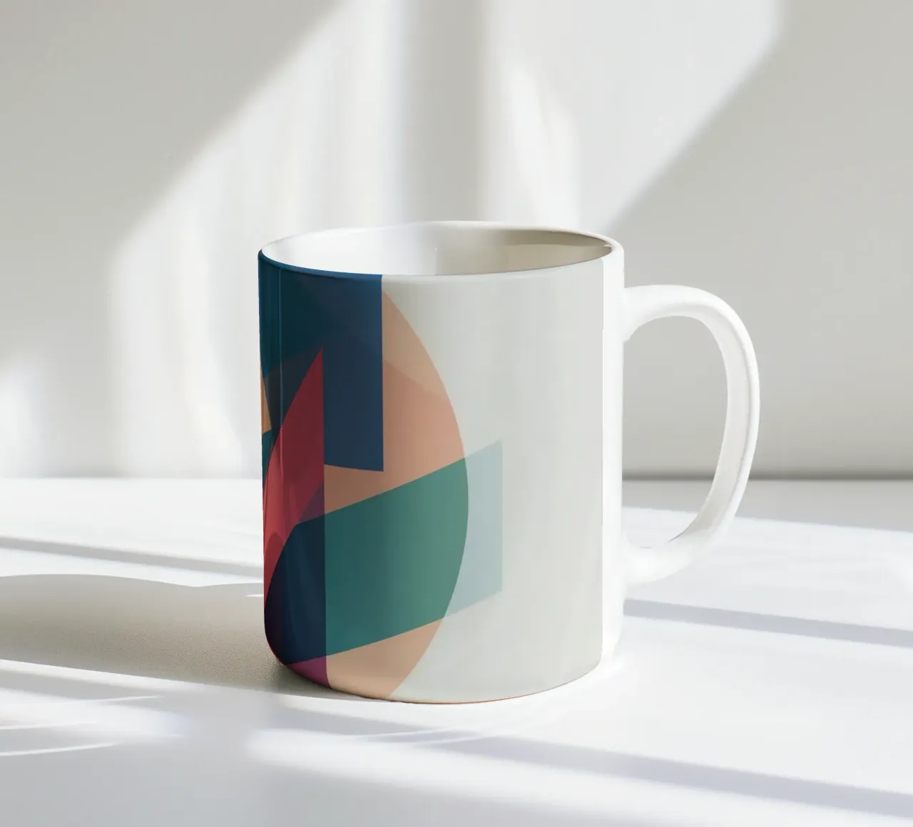 Abstract Geometric Composition with Circles Squares & Triang ceramic mug by DesignDoodle