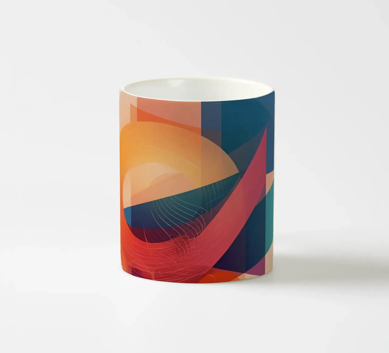 Abstract Geometric Composition with Circles Squares & Triang ceramic mug by DesignDoodle