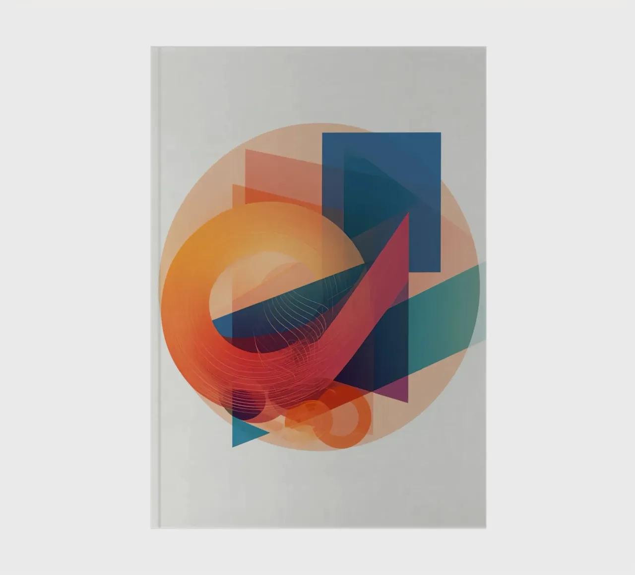 Abstract Geometric Composition with Circles Squares & Triang notebook by DesignDoodle