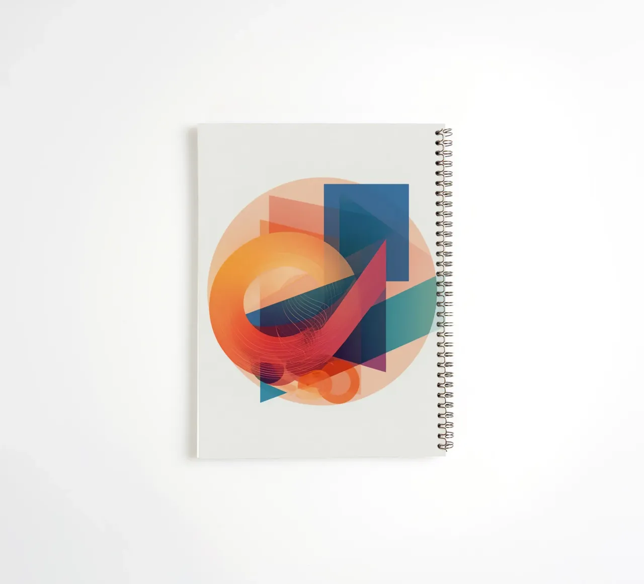 Abstract Geometric Composition with Circles Squares & Triang spiral notebook by DesignDoodle