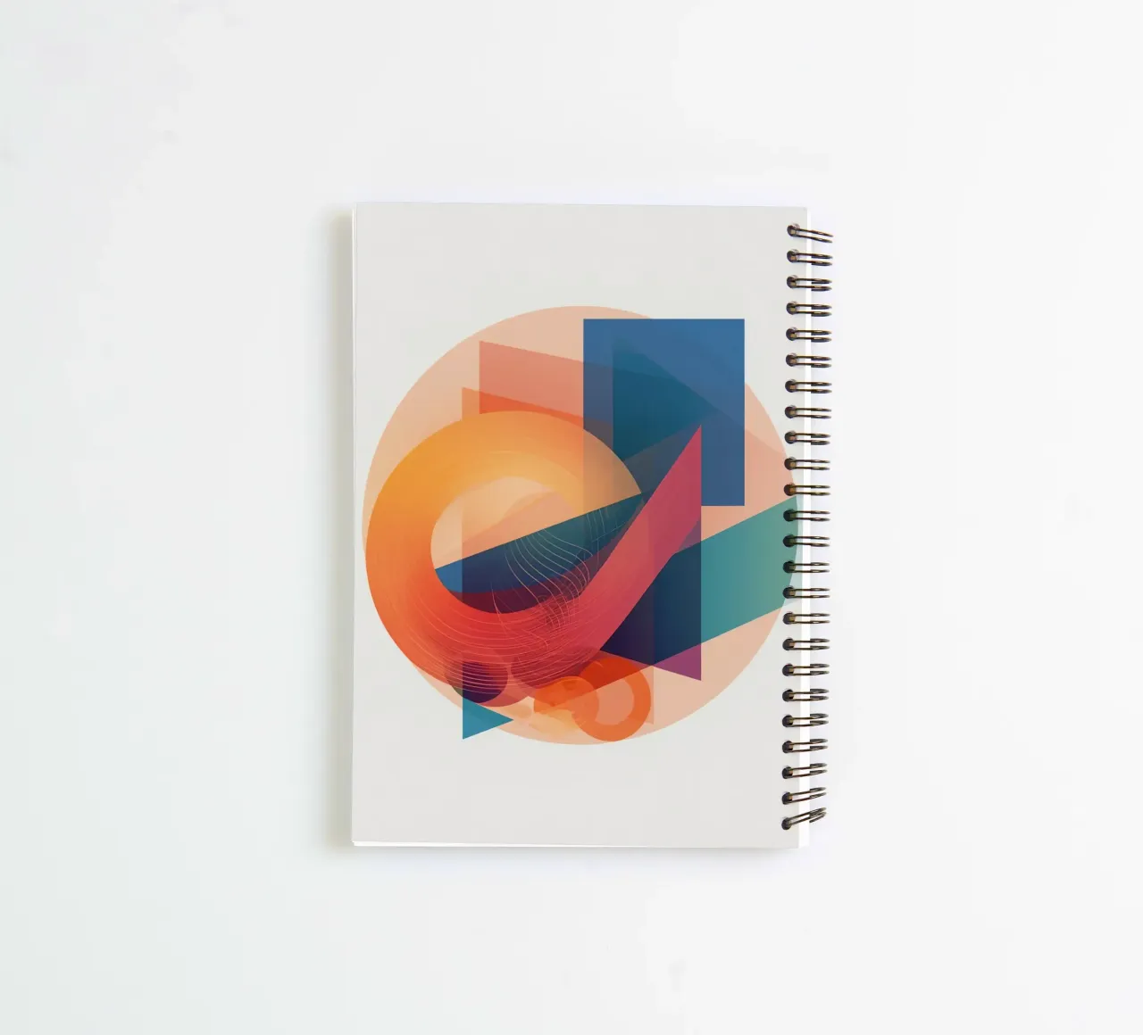 Abstract Geometric Composition with Circles Squares & Triang spiral notebook by DesignDoodle