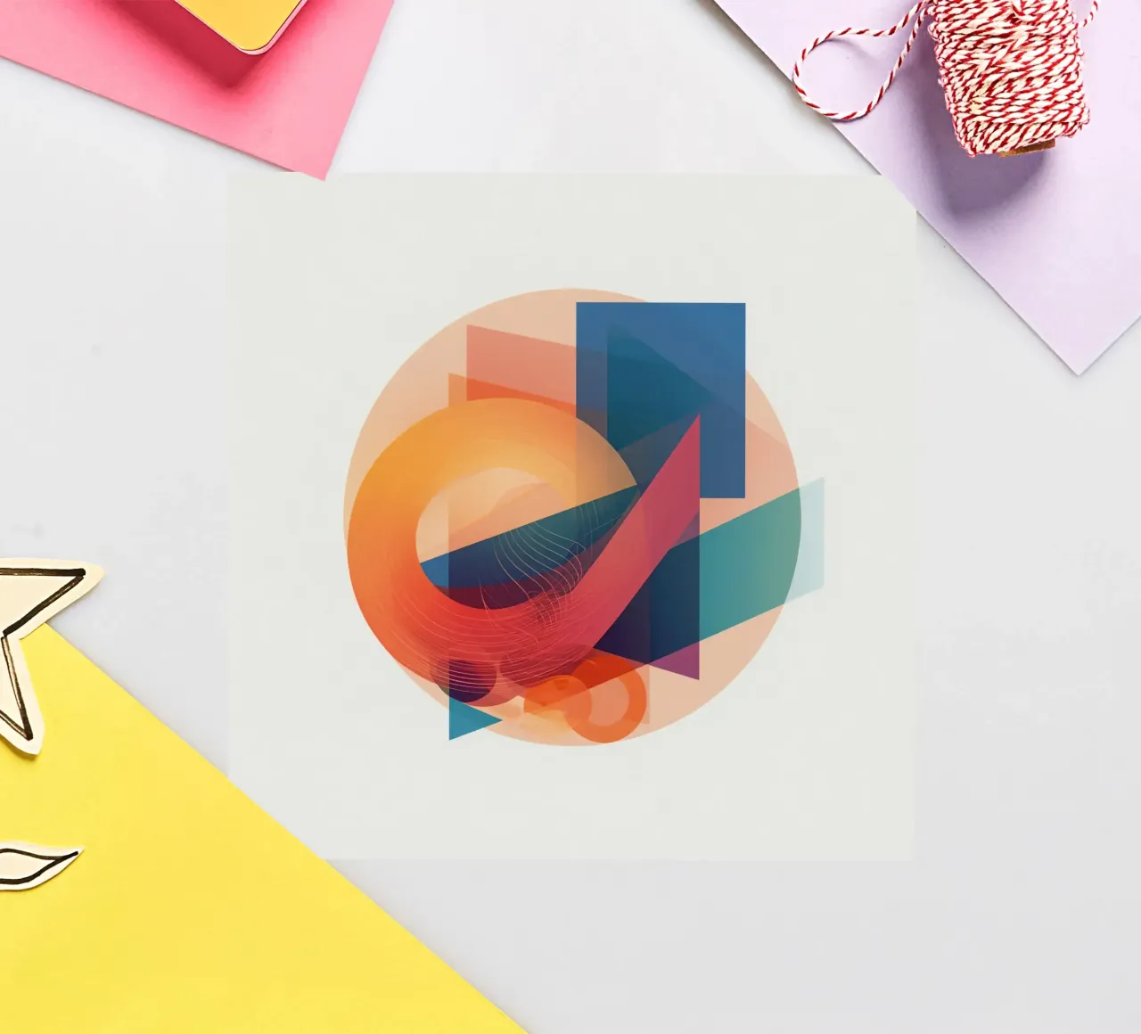 Abstract Geometric Composition with Circles Squares & Triang sticker by DesignDoodle