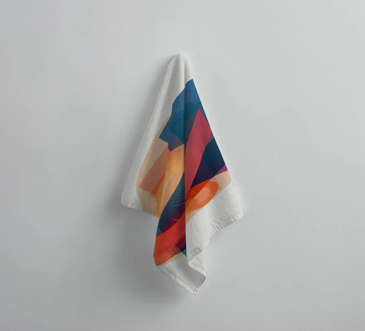 Abstract Geometric Composition with Circles Squares & Triang towel by DesignDoodle