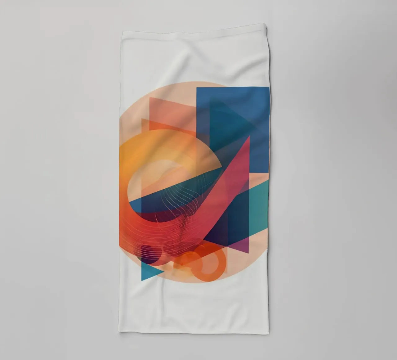 Abstract Geometric Composition with Circles Squares & Triang towel by DesignDoodle