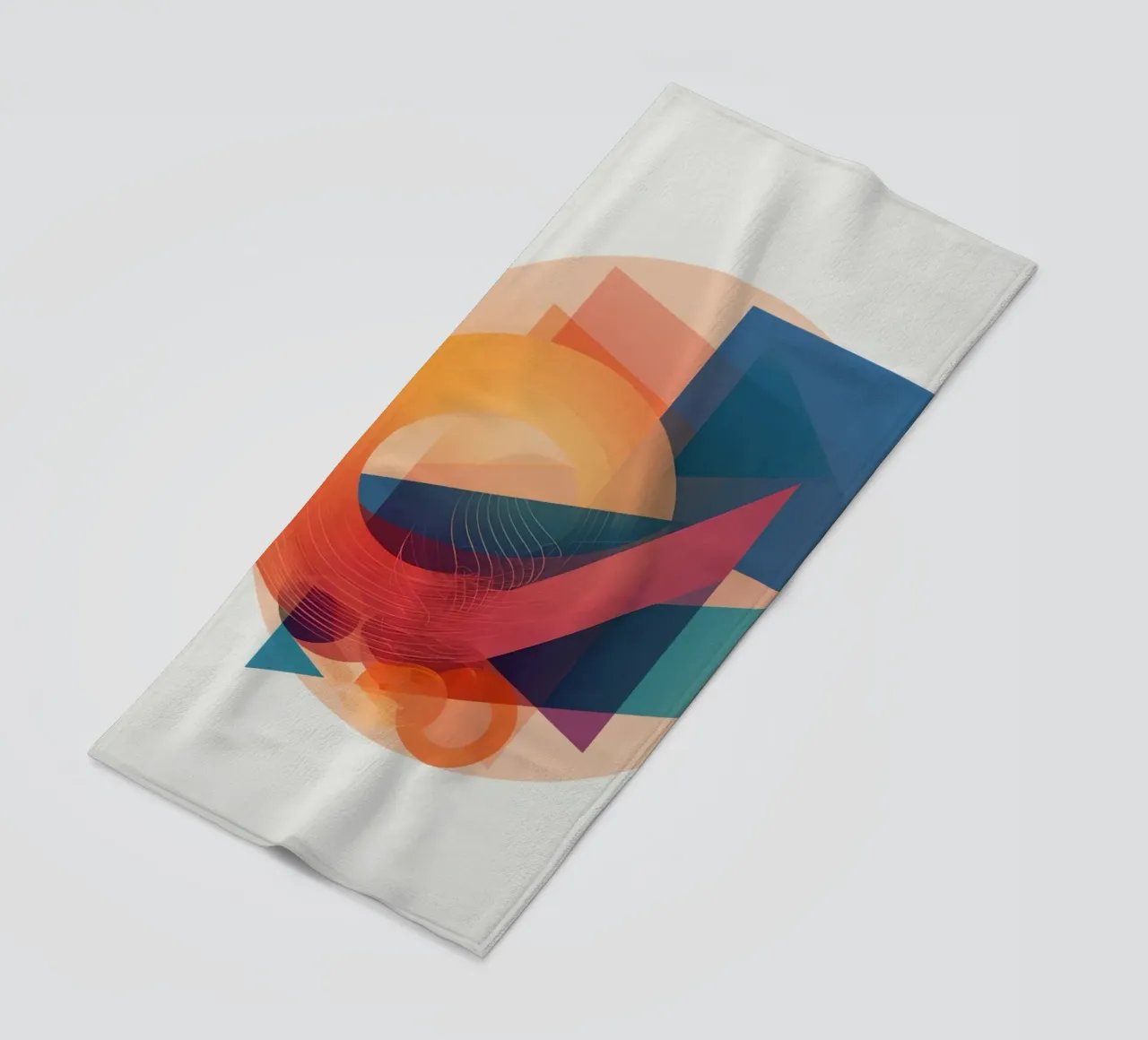 Abstract Geometric Composition with Circles Squares & Triang beach towel by DesignDoodle