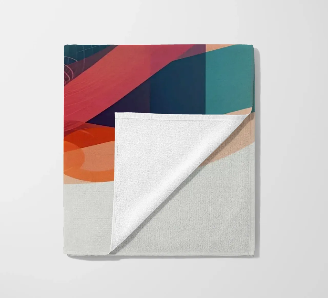 Abstract Geometric Composition with Circles Squares & Triang beach towel by DesignDoodle