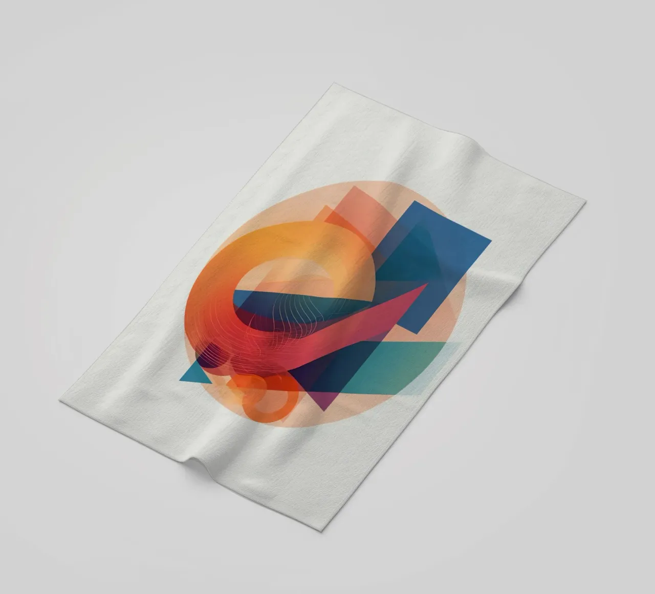 Abstract Geometric Composition with Circles Squares & Triang beach towel by DesignDoodle