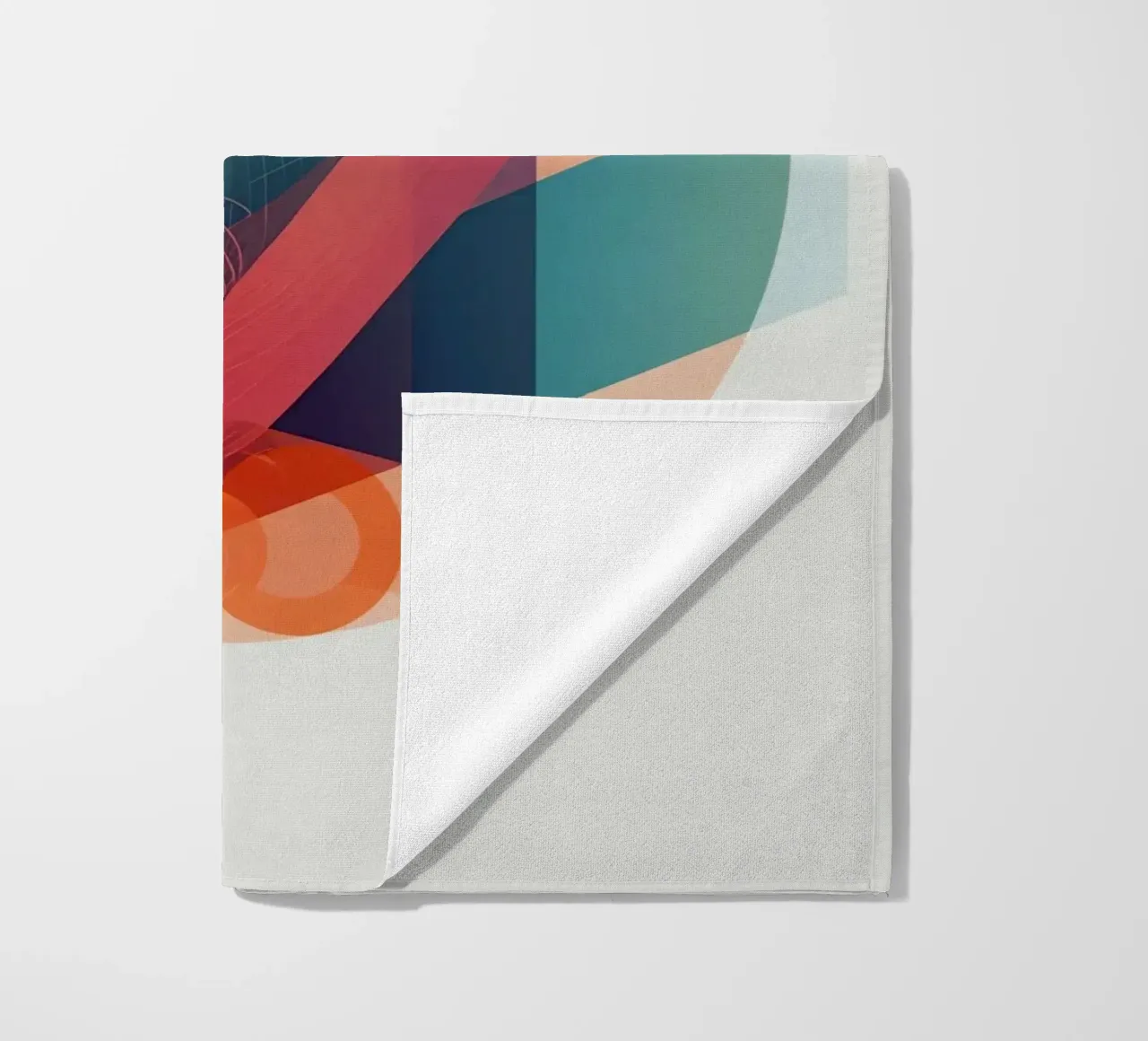 Abstract Geometric Composition with Circles Squares & Triang beach towel by DesignDoodle