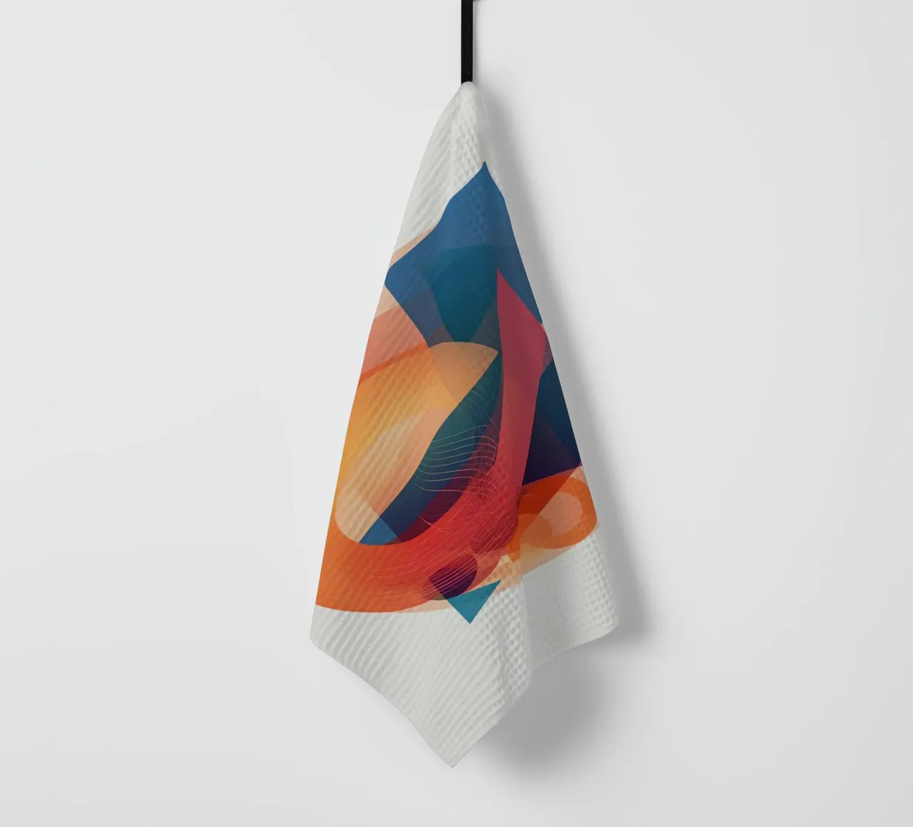 Abstract Geometric Composition with Circles Squares & Triang tea towel by DesignDoodle