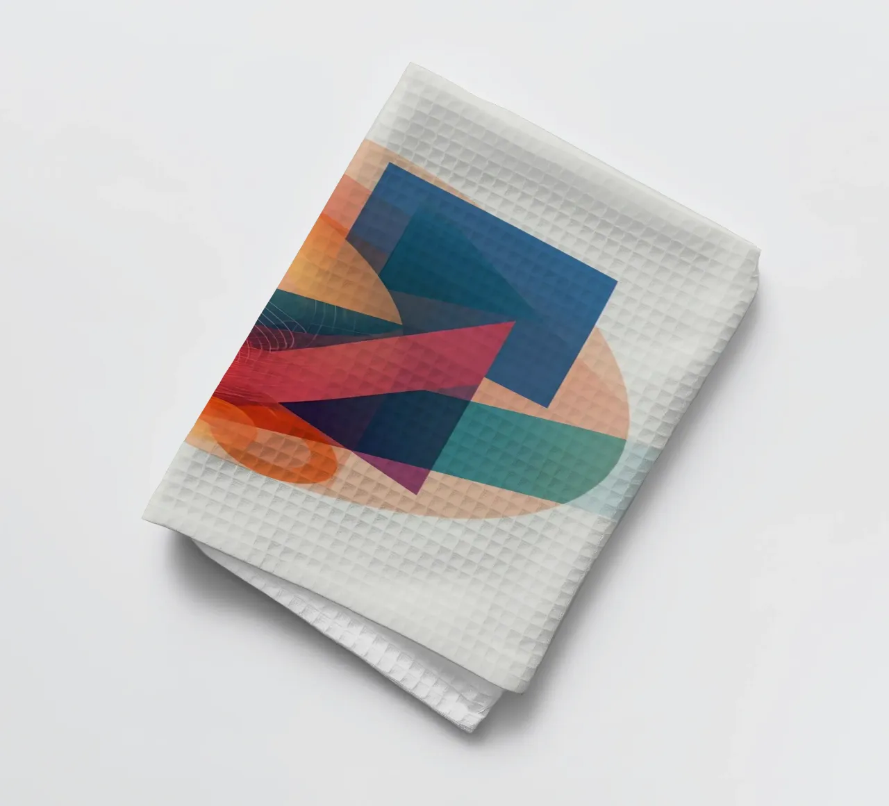 Abstract Geometric Composition with Circles Squares & Triang tea towel by DesignDoodle