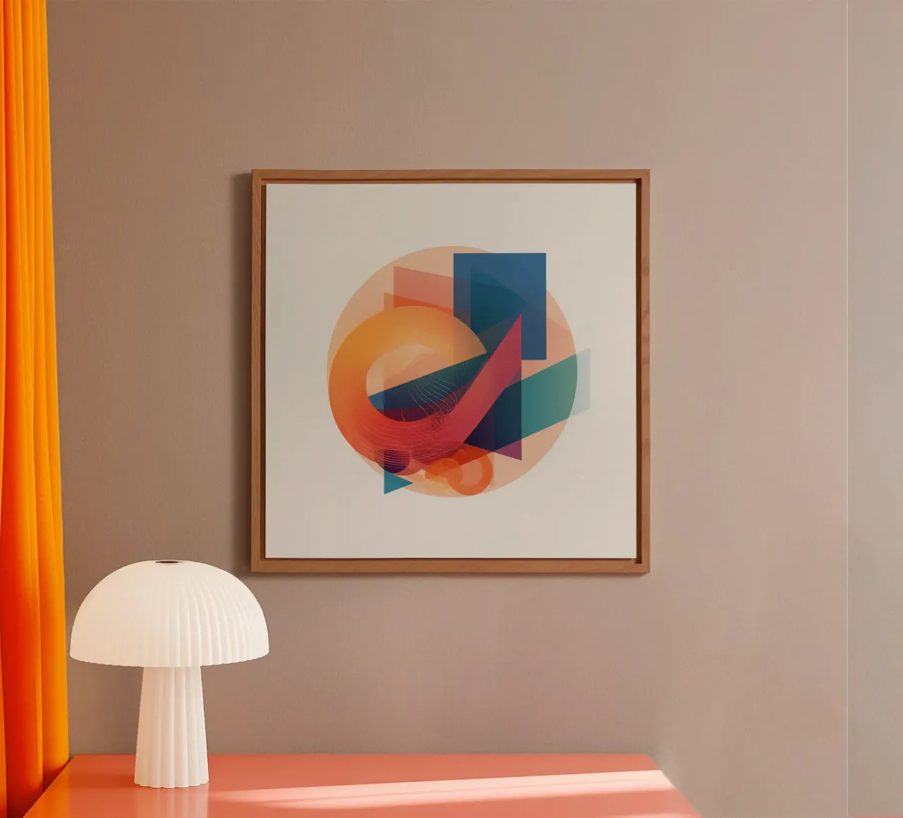 Abstract Geometric Composition with Circles Squares & Triang alu-dibond by DesignDoodle
