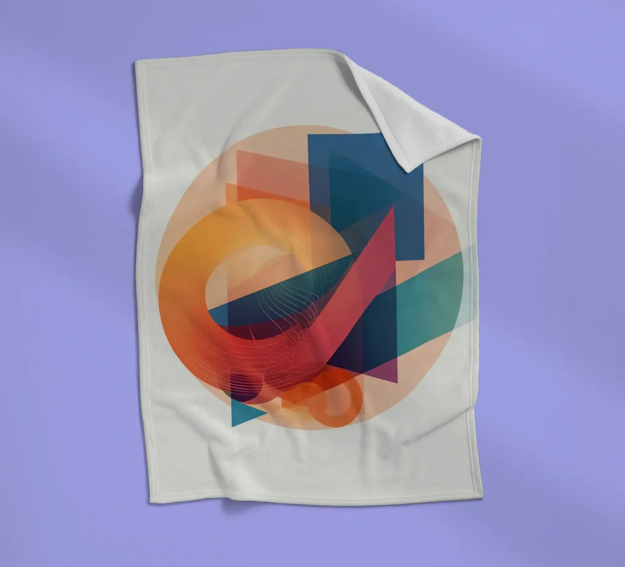 Abstract Geometric Composition with Circles Squares & Triang fleece blanket by DesignDoodle
