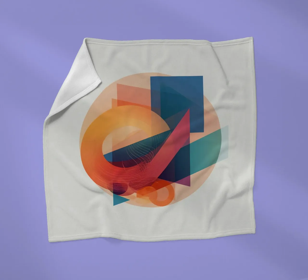 Abstract Geometric Composition with Circles Squares & Triang fleece blanket by DesignDoodle