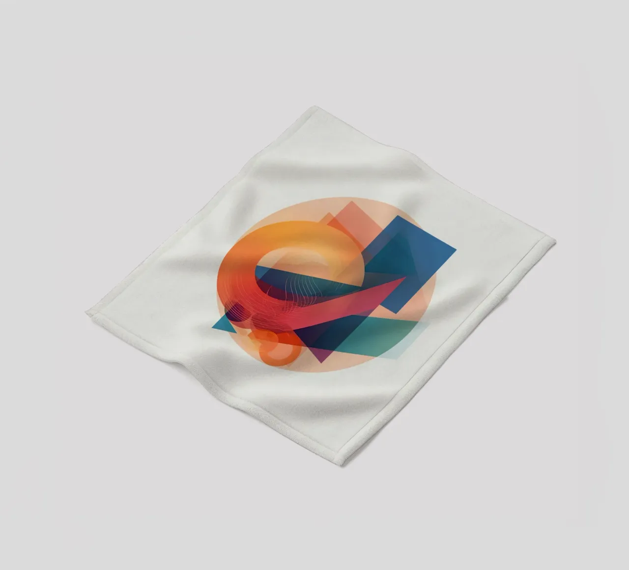 Abstract Geometric Composition with Circles Squares & Triang fleece blanket by DesignDoodle