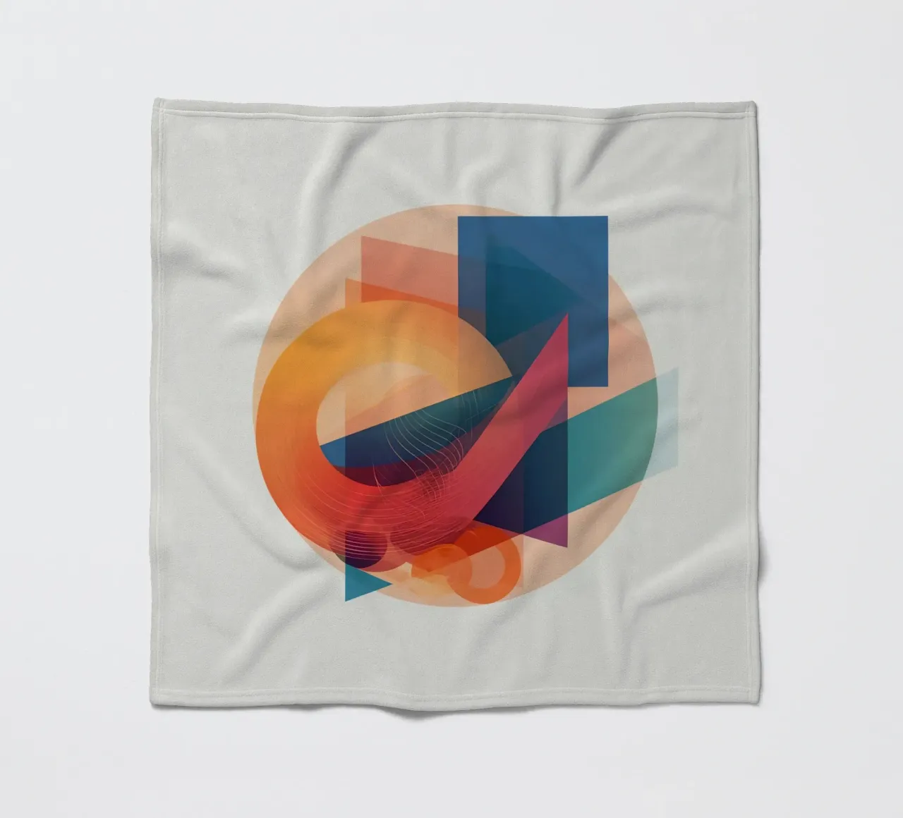 Abstract Geometric Composition with Circles Squares & Triang fleece blanket by DesignDoodle