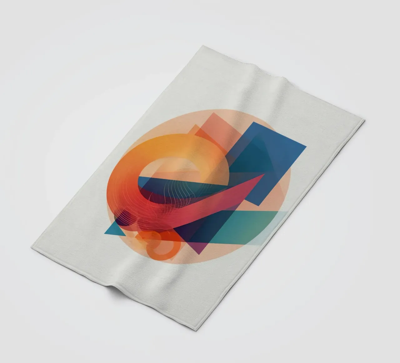 Abstract Geometric Composition with Circles Squares & Triang fleece blanket by DesignDoodle